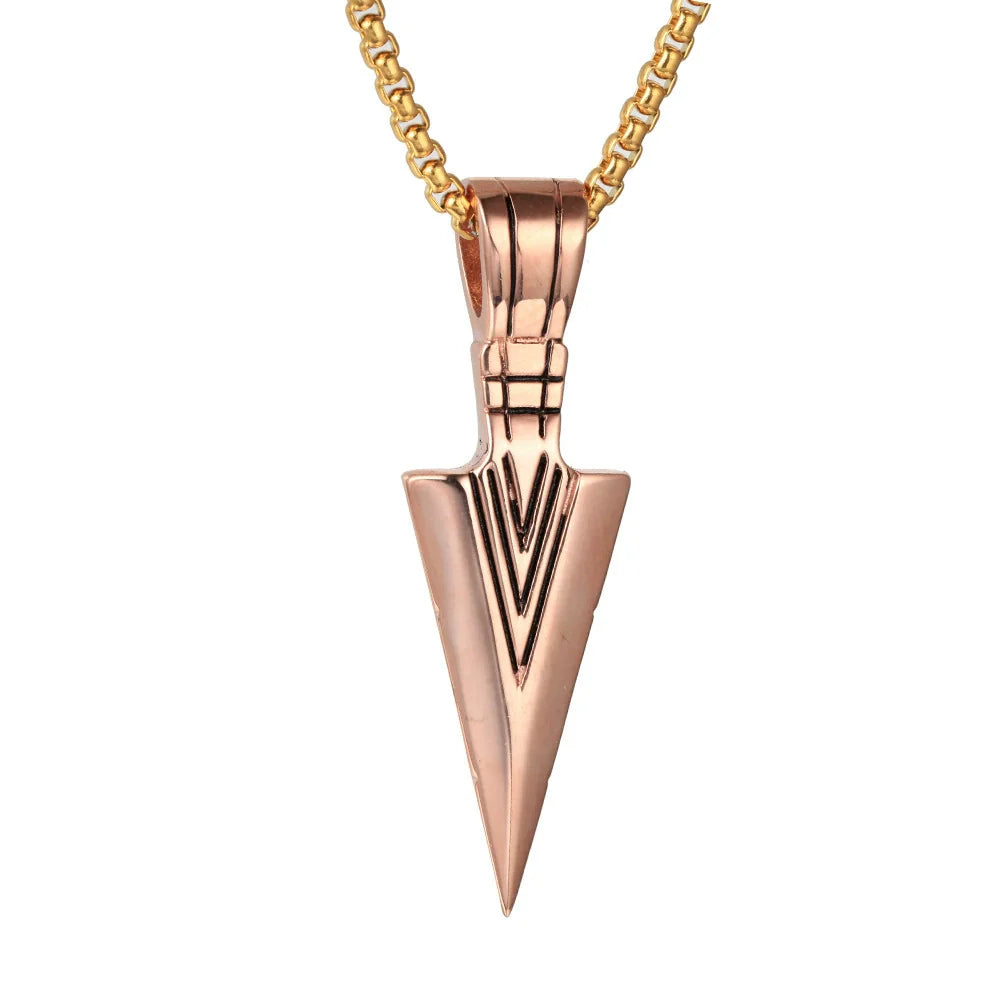 Wholesale Men'S Stainless Steel Necklace with Arrow and Triangle Pendant Casting Process Geometric Style