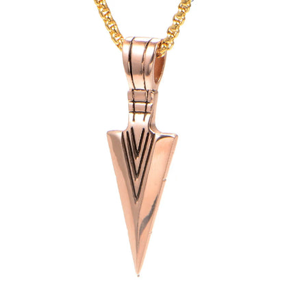 Wholesale Men'S Stainless Steel Necklace with Arrow and Triangle Pendant Casting Process Geometric Style