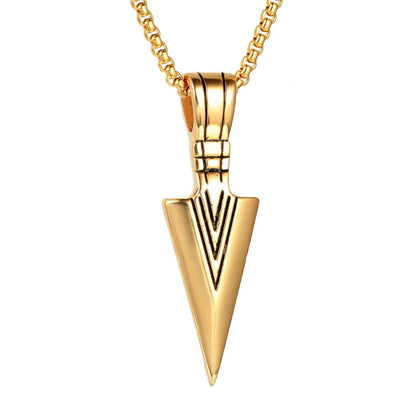Wholesale Men'S Stainless Steel Necklace with Arrow and Triangle Pendant Casting Process Geometric Style