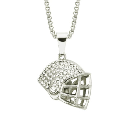 Necklace Hip Hop Style Alloy Football Helmet Pendant with Diamond and Geometric Design