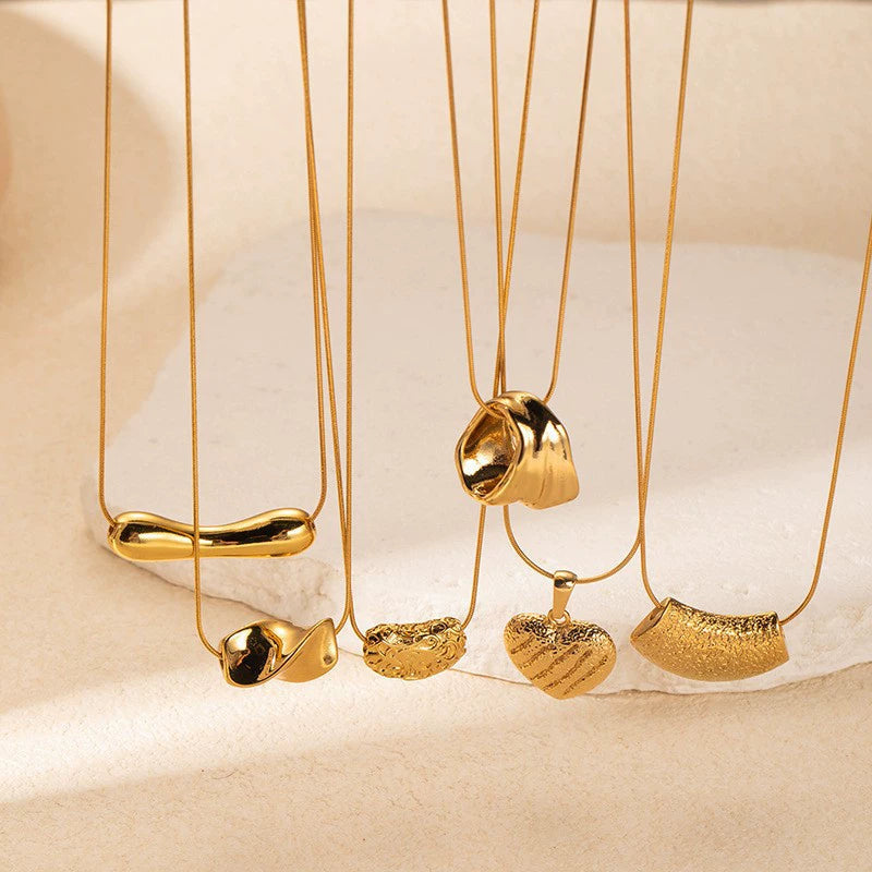 Wholesale Stainless Steel and Titanium Steel Geometric Pendant Necklace with Snake Bone Chain for Women and Men Electroplated Design