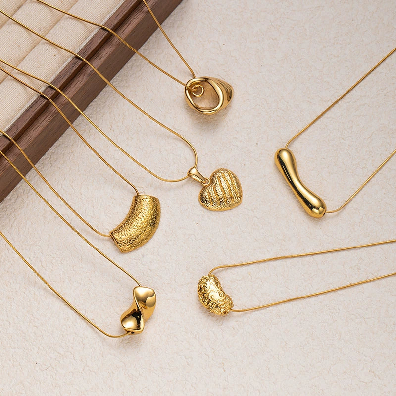 Wholesale Stainless Steel and Titanium Steel Geometric Pendant Necklace with Snake Bone Chain for Women and Men Electroplated Design