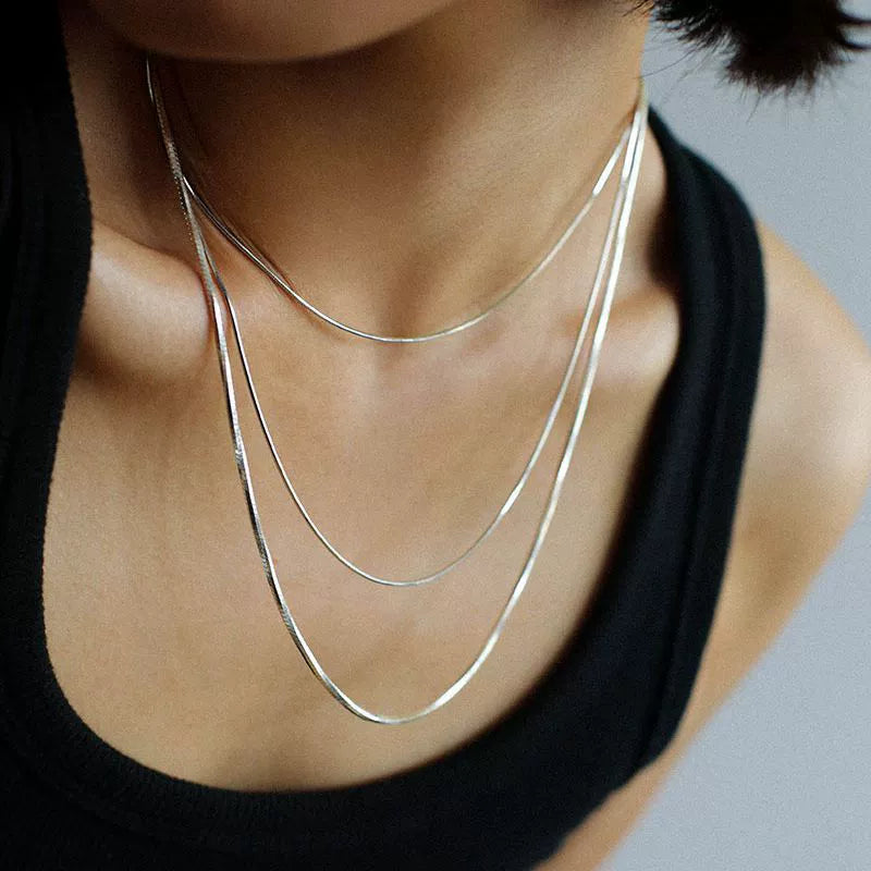 Titanium Steel Multilayer Snake Bone Chain Stacked Necklace Ushaped Electroplated Unisex