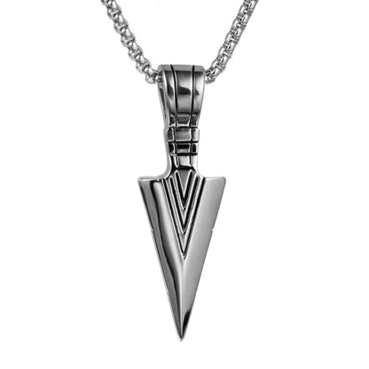 Wholesale Men'S Stainless Steel Necklace with Arrow and Triangle Pendant Casting Process Geometric Style