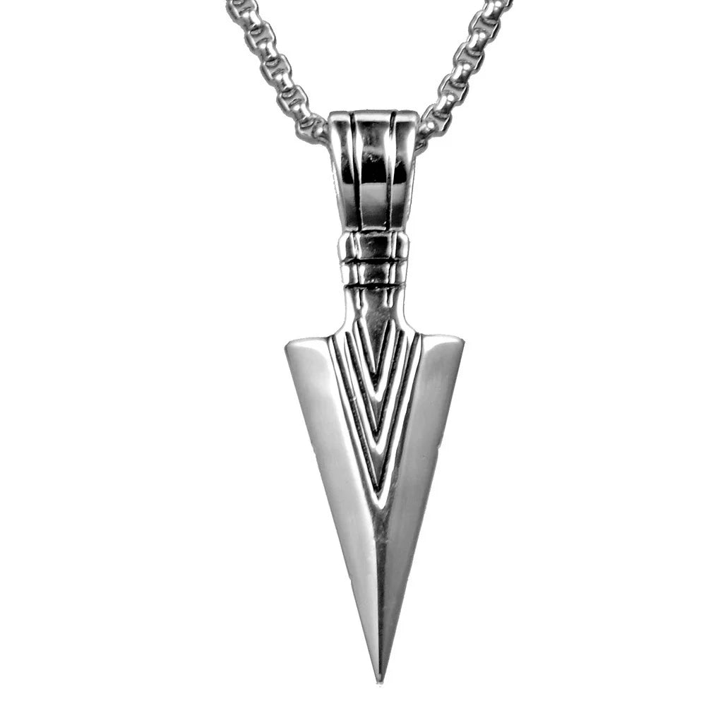 Wholesale Men'S Stainless Steel Necklace with Arrow and Triangle Pendant Casting Process Geometric Style