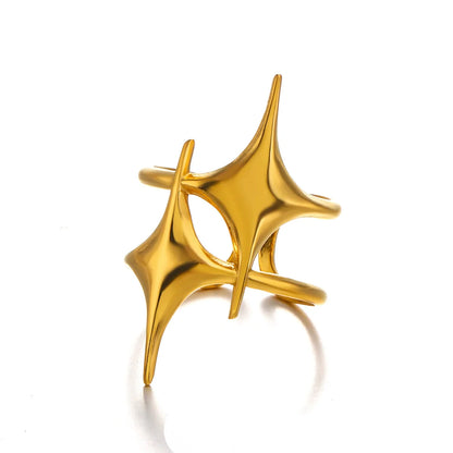 Wholesale Women'S Stainless Steel Exaggerated Star Design 18K Gold Plated Ring