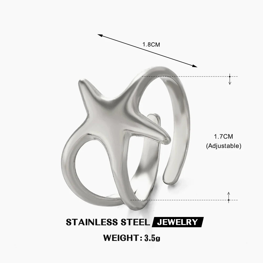 Wholesale Women'S Stainless Steel Fivepointed Star Ring with Electroplating Treatment