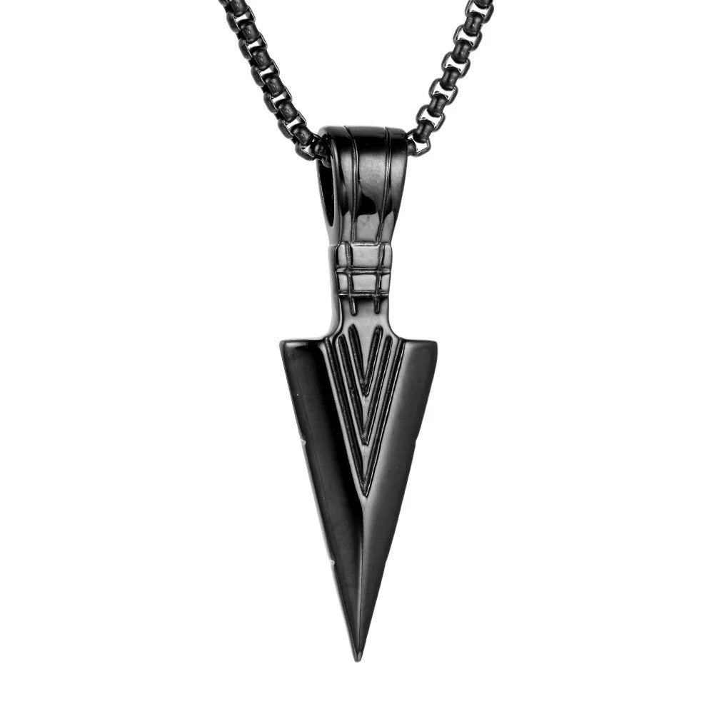 Wholesale Men'S Stainless Steel Necklace with Arrow and Triangle Pendant Casting Process Geometric Style
