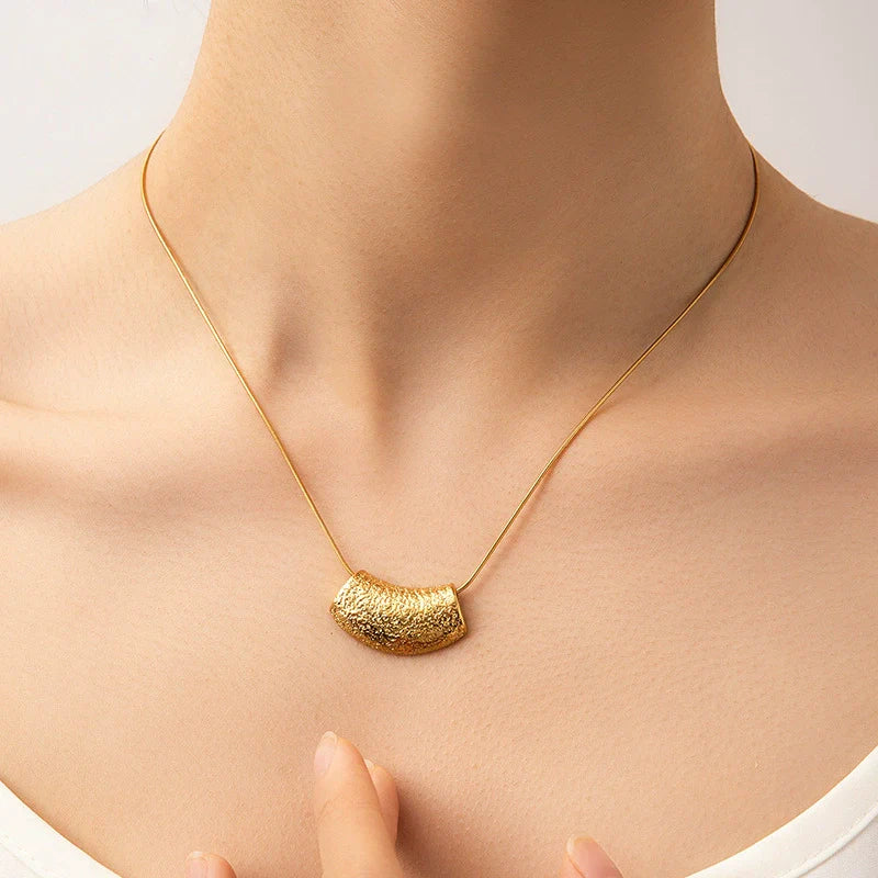 Wholesale Stainless Steel and Titanium Steel Geometric Pendant Necklace with Snake Bone Chain for Women and Men Electroplated Design