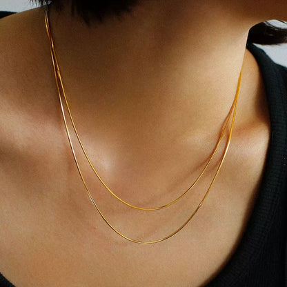 Titanium Steel Multilayer Snake Bone Chain Stacked Necklace Ushaped Electroplated Unisex