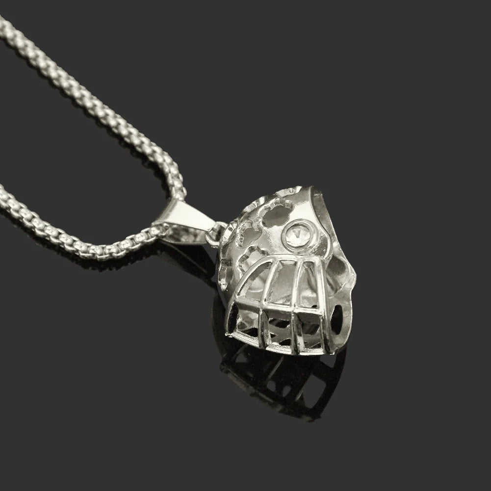 Necklace Hip Hop Style Alloy Football Helmet Pendant with Diamond and Geometric Design