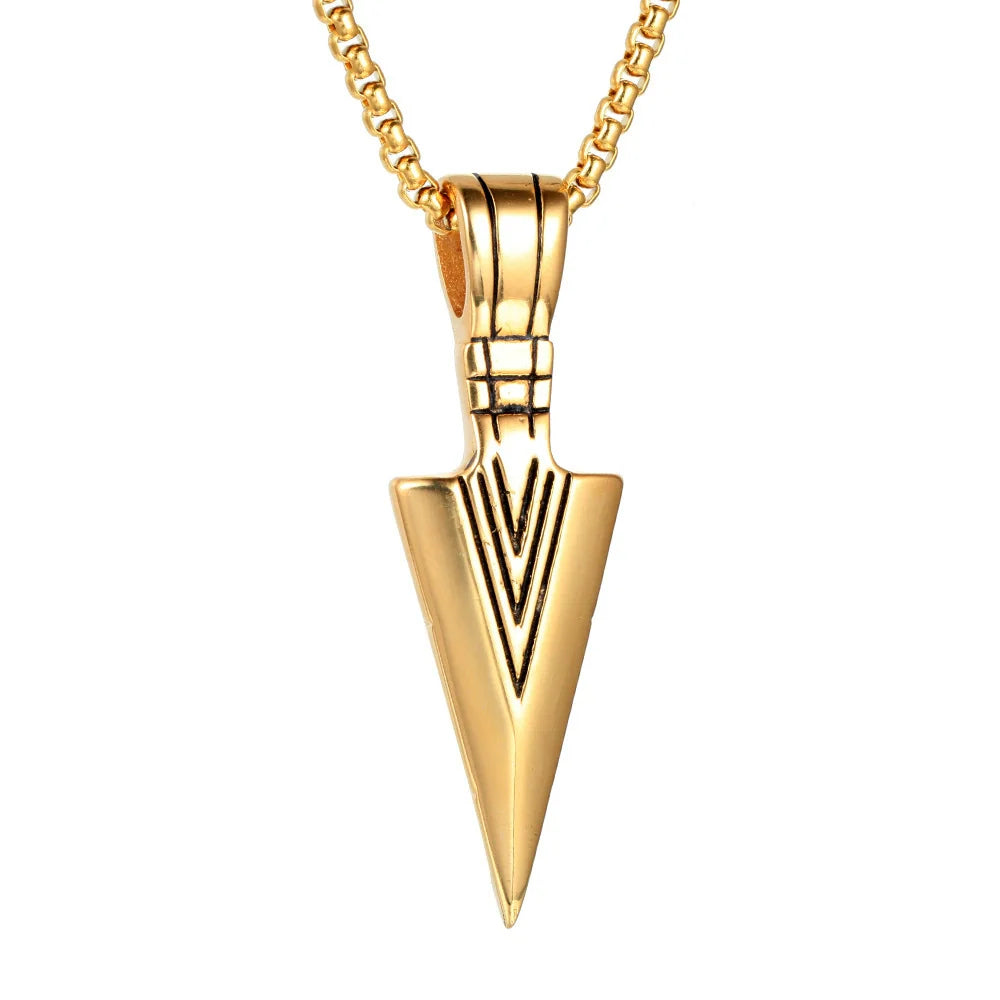 Wholesale Men'S Stainless Steel Necklace with Arrow and Triangle Pendant Casting Process Geometric Style