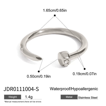 Wholesale Women'S Light Luxury High End Titanium Steel Ring with Geometric Design and Electroplating Treatment